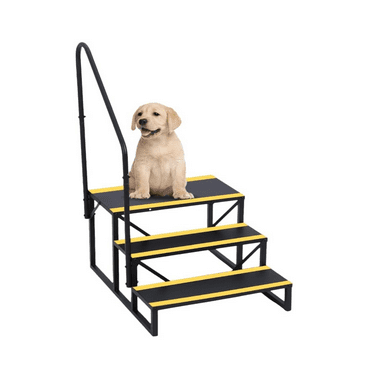3 Steps RV Stairs with Anti-Slip Tapes & 2 Handrails,Hot Tub Steps Metal,Portable Mobile Home Stairs for RV & Travel Camper Trailers