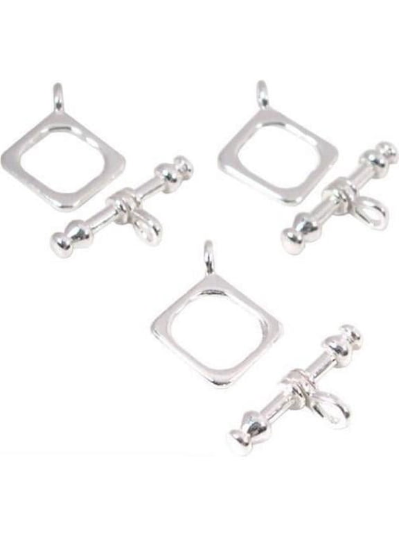 3 Sterling Silver Toggle Clasps Square Bracelet Parts