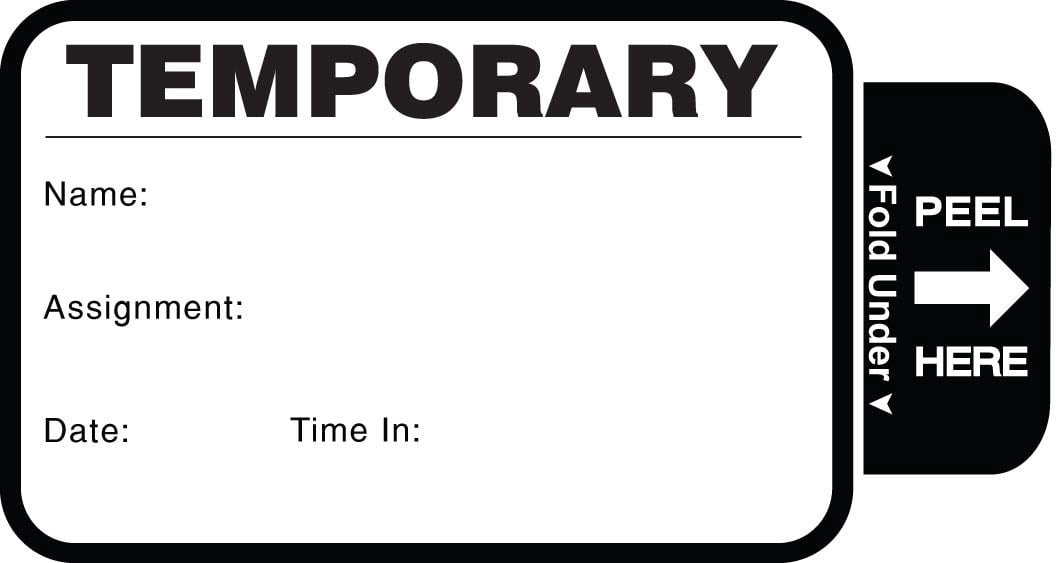 3" Stock Sign-in TAB-Expiring Badge with"Temporary" Security Badges ...