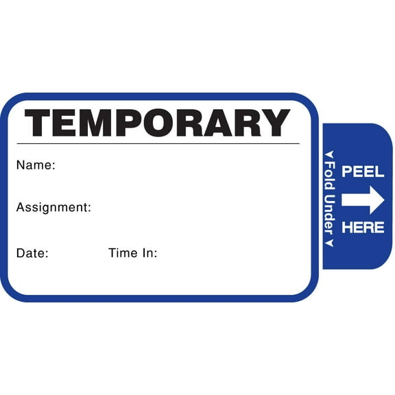 3" Stock Sign-in TAB-Expiring Badge with"Temporary", Security Badges Blue, 500/book