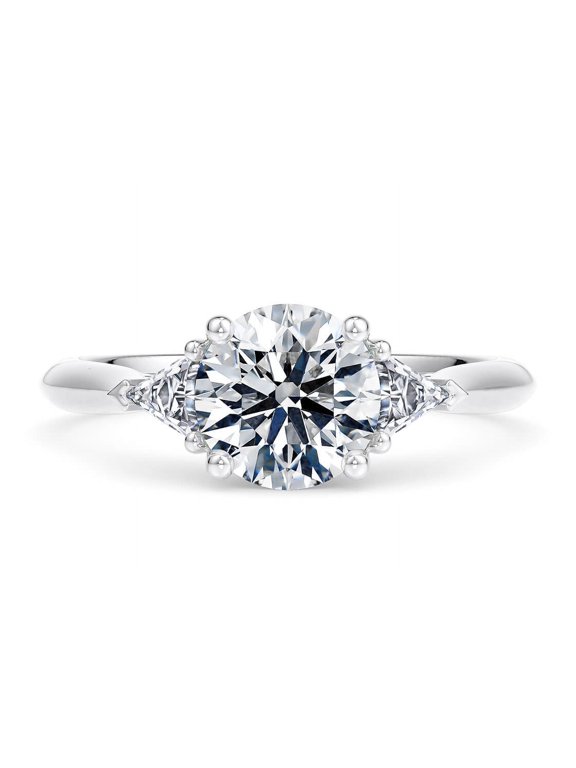 3 Stone 2 Ct Round Cut Diamond Engagement Rings for Women 925 Sterling Silver