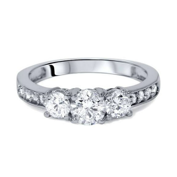 3-Stone Diamond Engagement Ring, Channel Set Diamond Wedding Anniversary Ring, 925 Sterling Silver Ring, 2.5 Ct Round Cut Moissanite Ring