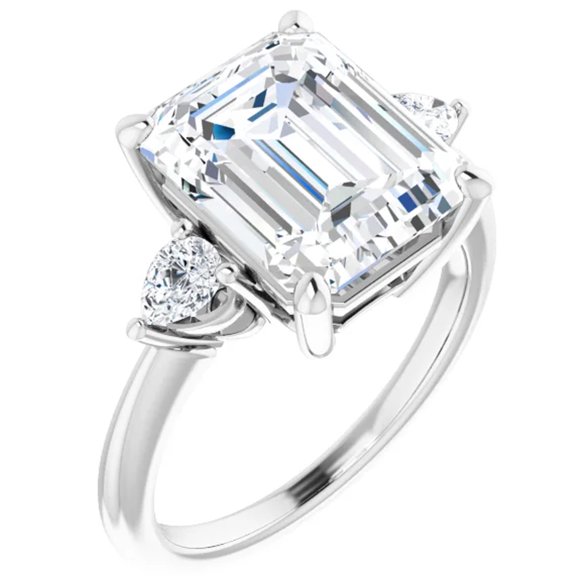 3-Stone Emerald Cut Lab Diamond Engagement Ring 2.35 Carats