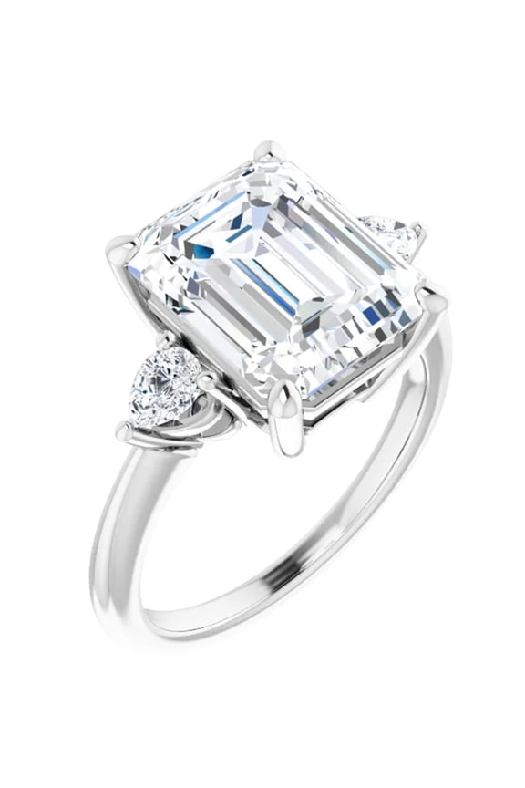 3-Stone Emerald Cut Lab Diamond Engagement Ring 2.35 Carats