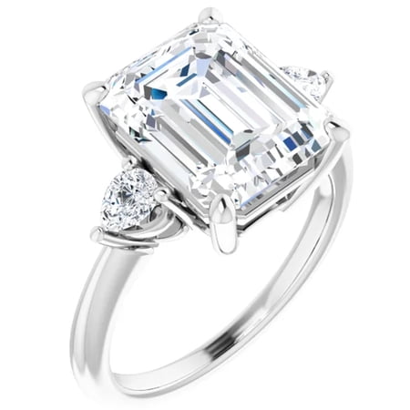 3-Stone Emerald Cut Lab Diamond Engagement Ring 3.35 Carats
