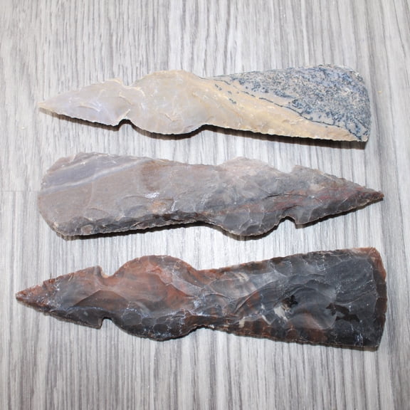 3 Stone Ornamental Tomahawk Heads #7662   Agate Jasper Ax Axe Hatchet