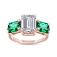 thumbnail image 1 of AFFY 3-Stone Ring for Women, Emerald Cut Lab Created Moissanite & Green Emerald Lab Grown Gemstone Birthstone Engagement Ring | Promise Ring for Her in 14K Rose Gold Over Sterling Silver-4, 1 of 7