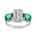 thumbnail image 1 of AFFY 3-Stone Ring for Women, Emerald Cut Lab Created Moissanite & Green Emerald Lab Grown Gemstone Birthstone Engagement Ring | Promise Ring for Her in 14K Solid White Gold-7, 1 of 7
