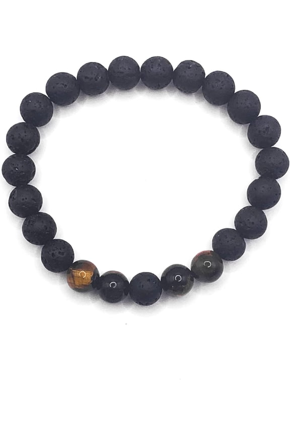 3 Stone Tiger Eye & Lava Rock Essential Oil Diffuser Bead Bracelet