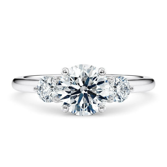 Sparkling Splendor 3 Stone Round Cut D Lab Grown Diamond Engagement Rings 2.5 ct. t.w. 925 Sterling, Silver