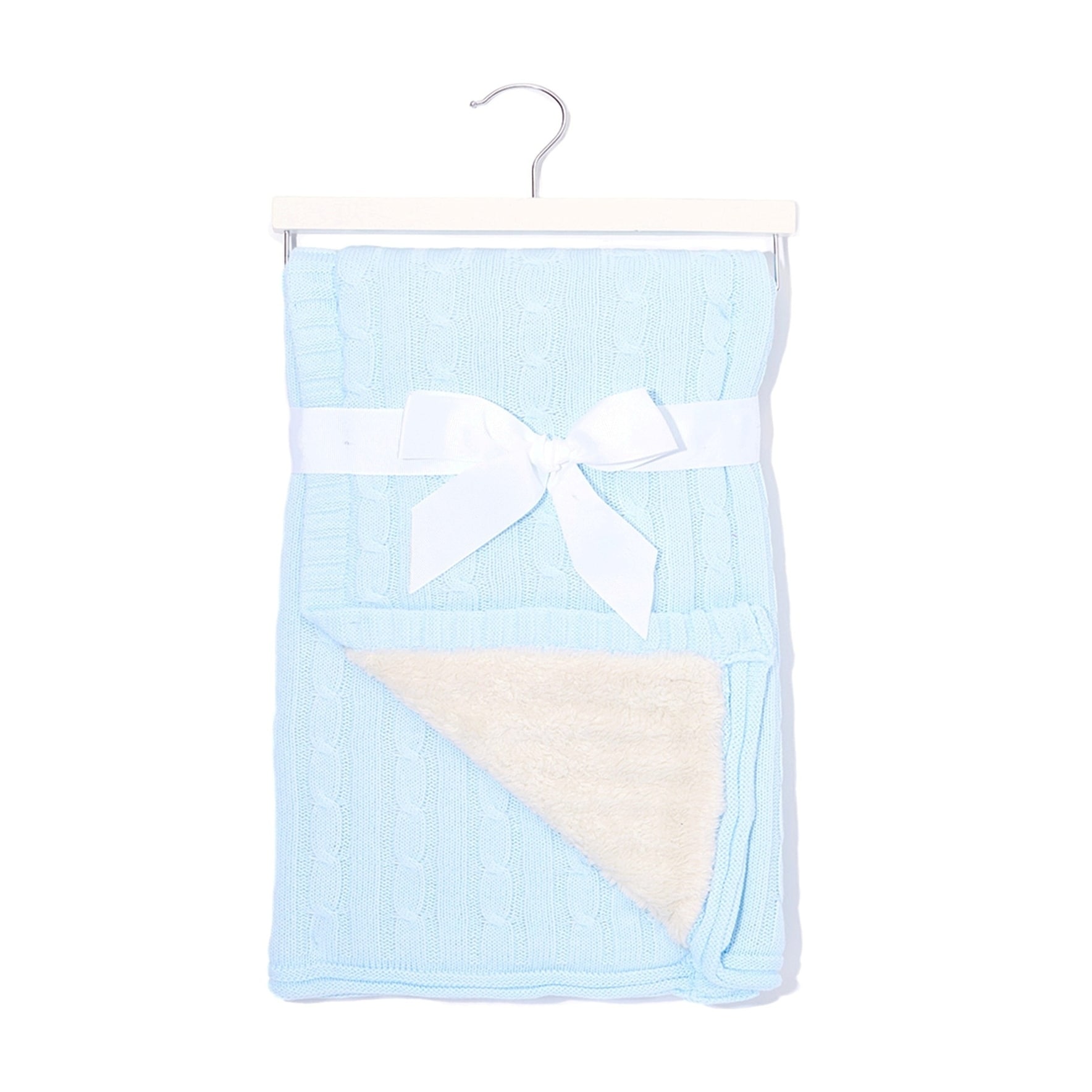 3 Stories Trading Company Cable Knit Sherpa Baby Blanket Light Blue
