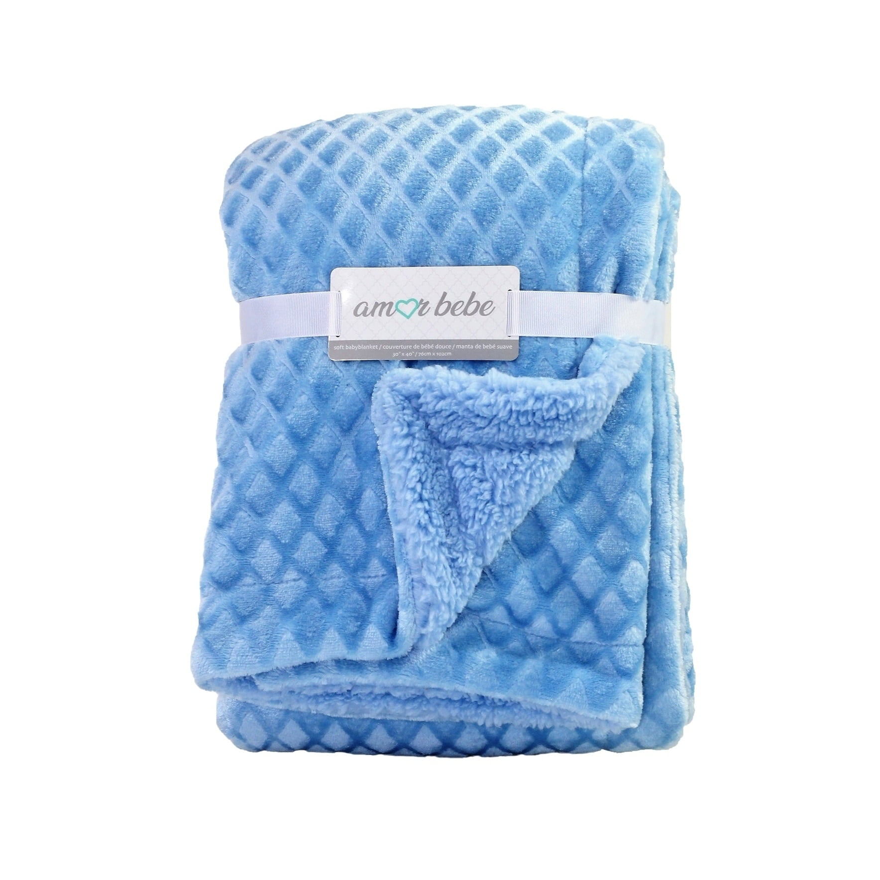 3 Stories Trading Company Diamond Plush Sherpa Baby Blanket Blue