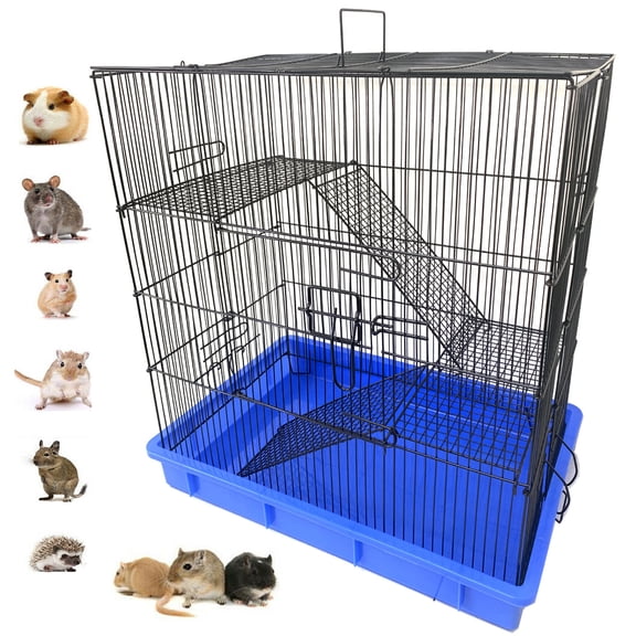 3-Story Ferret Chinchilla Sugar Glider Rats Guinea Pig Mouse Gerbil Hamster Hedgehog Animal Habitat Cage with Tight 3/8-Inch Wire Body Prevent Escape and Stuck Cross Metal Shelves and Ladders Paw Safe