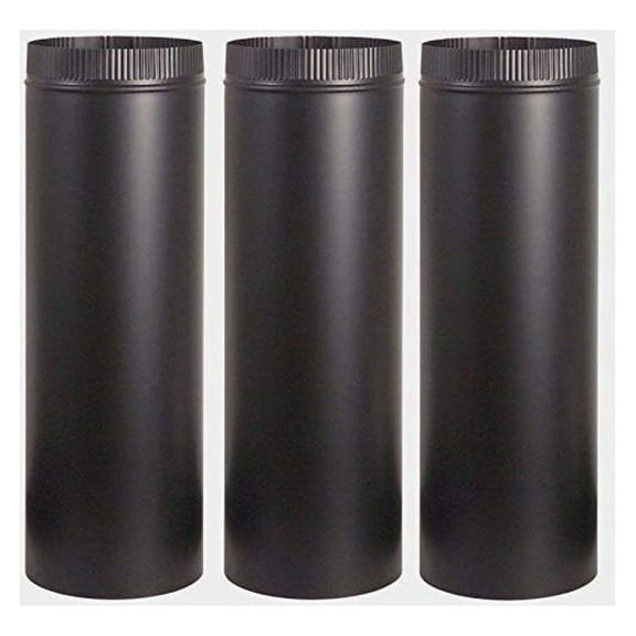 3~ Stove Pipe 7" Dia. x 24" Long Black Matte Finish 24 Gauge Single Wall Steel Black Home Improvement Building Supplies