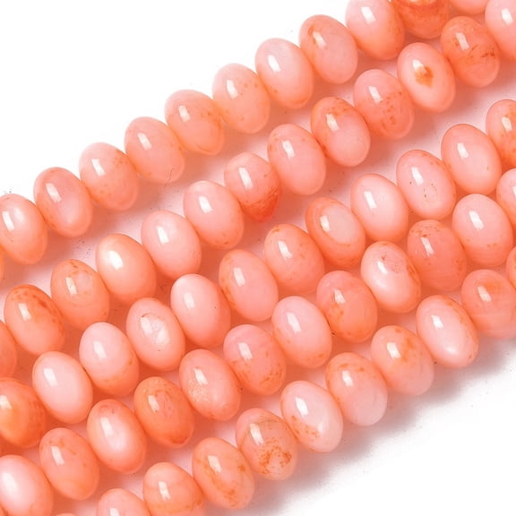 3 Strand Natural Freshwater Shell Beads Strands Ronedlle Dyed Orange 6x3.5~4mm Hole: 1mm about 97~99pcs/strand 15.08~ 15.47 inch
