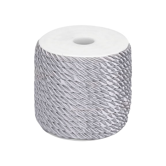 3 Strand Polyester Cord Twisted Rope for DIY Cord Jewelry Findings Silver 5mm about 18m/roll