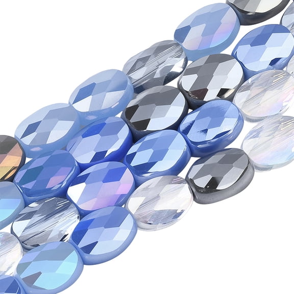 3 Strands Electroplate Glass Beads Strands AB Color Plated Faceted Oval Cornflower Blue 8x6x4mm Hole: 1.2mm about 69~70pcs/strand