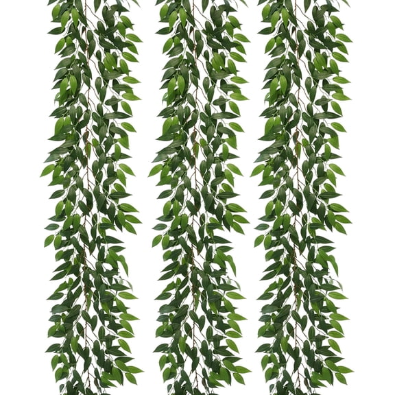 3 Strands Lemon Artificial Vines, 71" Lemon Silk Vine Garland with Green Leaves, Fake Hanging Plants Greenery Decor for Home, Bedroom, Wall, Party, Wedding Decoration