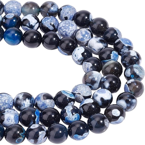 3 Strands Natural Fire Agate Beads Strands Dyed Round Light Sky Blue 8mm Hole: 1.2mm about 48pcs/strand 14.96 inch(38cm)