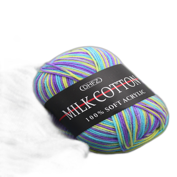 3 Strands Of Milk Cotton Wool Yarn Three Strands Of Floral Segment Dyed MultiColor Jacquard