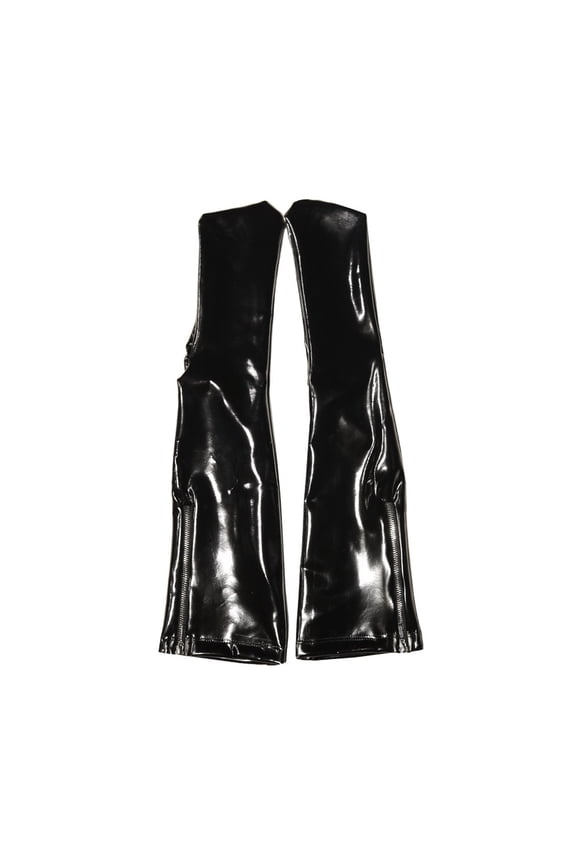 3. Stretchy Faux Latex Thigh High Stockings, Glossy Wet Look Over Knee Leg Covers with Zipper for Women's Parties