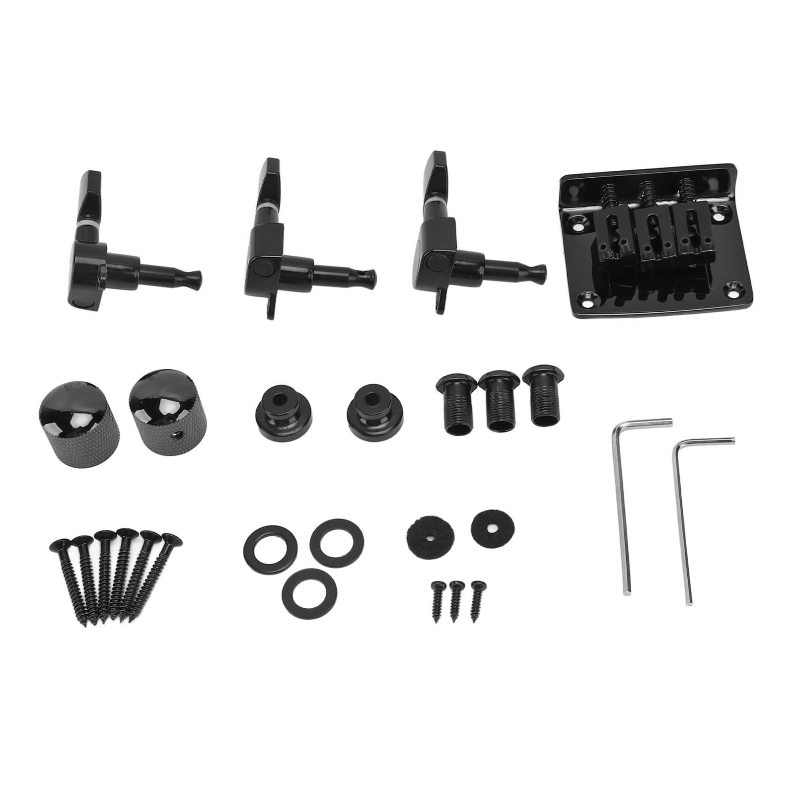 3 String Guitar Bridge Mounting Kit Tuning Pegs Control Knobs Fastener