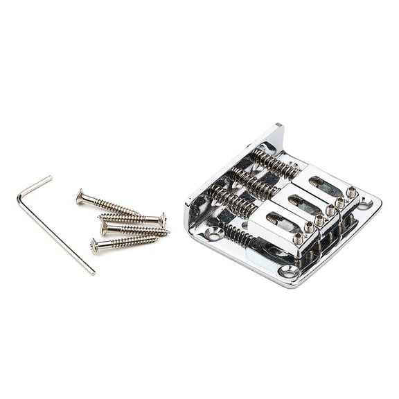 3 String Guitar Fixed Hardtail Bridge Top Load Tailpiece with Screws & Wrench for Electric Guitar Part Accessories