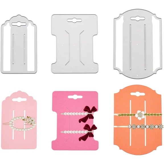 3 Style Card Cutting Dies Stencils Hair Tie Card Hair Clip Card Carbon Steel Templates for DIY Scrapbooking Photo Album Wedding Decor Embossing for DIY Mixed Patterns