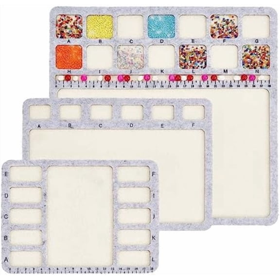 3 Style Felt Beading Mat, Felt Design Bead Boards with Centimeter Alphabetic Scale Beads Tray Bead Pads for Art Crafts Jewelry Making Beading Supplies