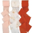 thumbnail image 1 of 3 Style Floral Fringe Chiffon Ribbon 15Ydsx1.7In Frayed Edge Fabric Silk Handmade Chiffon Ribbon Set DIY, 1 of 9