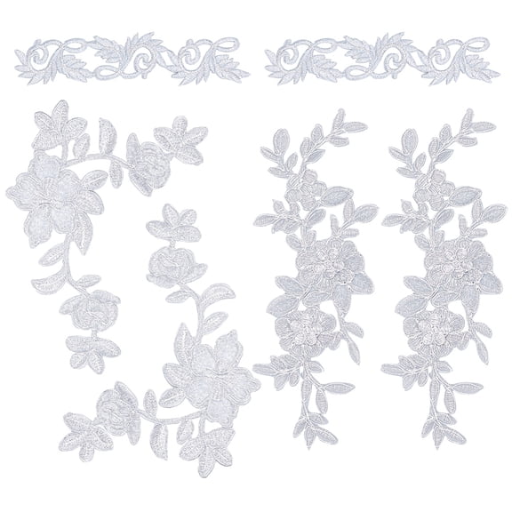 3 Style Flower Polyester Computerized Embroidery Patches Iron on Appliques Mixed Color 200~280x40~140x1~1.7mm diy