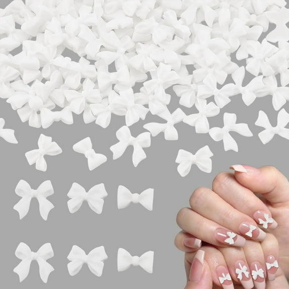 3 Styles 150Pcs Nail Charm White Bowknot Charms for Nail 3D Nail Art Decoration Resin Nail for Women Jewelry Making DIY Nail Art Decoration Nail Accessories for making