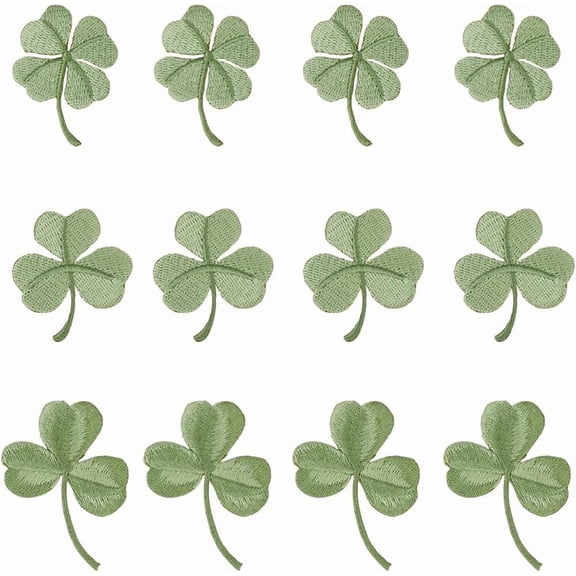 3 Styles 18Pcs Irish Shamrock Four Leaf Clover Patches Delicate Embroidered Appliques Sew on Iron on Decorative Patches for DIY