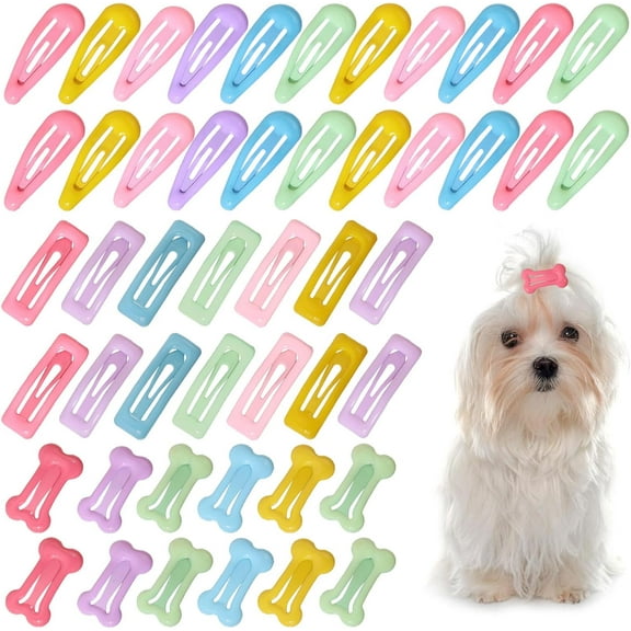 3 Styles 20pcs/Style Dog Hair Clips Bone Shaped Snap Pet Hair Non-Slip Barrettes Assorted Colors Mini Snap Hair Clips Dog Hair Accessories for Dog Cat Puppy Pet