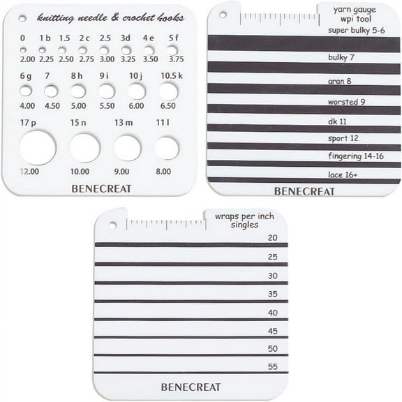 3 Styles Acrylic Knitting Gauge Rulers Square Knitting Tool Crochet Hook Knitting Needle Gauge Yarn Wrap Per Inch Guide Board for DIY