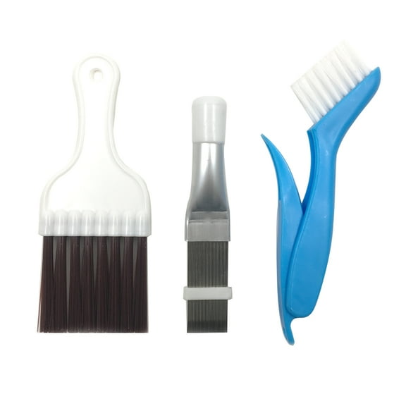 3 Styles Air Conditioner Condenser Fin Cleaning Brush, Premium Stainless Steel Fin Comb, Refrigerator Coil Cleaning Whisk Brush and Multifunction Plastic Brush Accessory