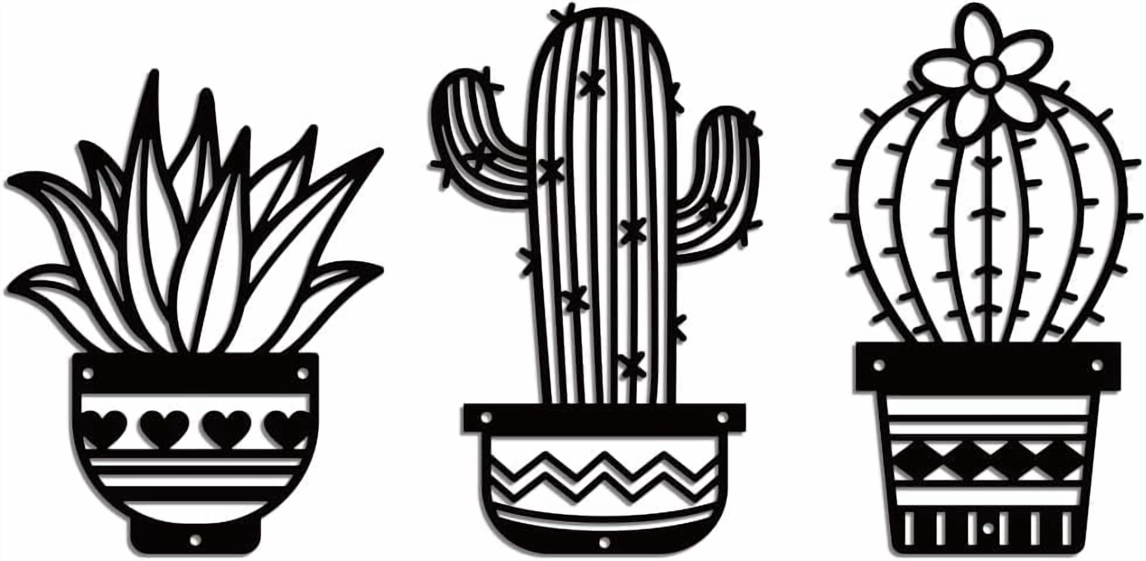 3 Styles Cactus Metal Wall Art Decor Natural Plant Rustic Silhouette ... - Modern Minimalist Plant Wall Decor For Kitchens