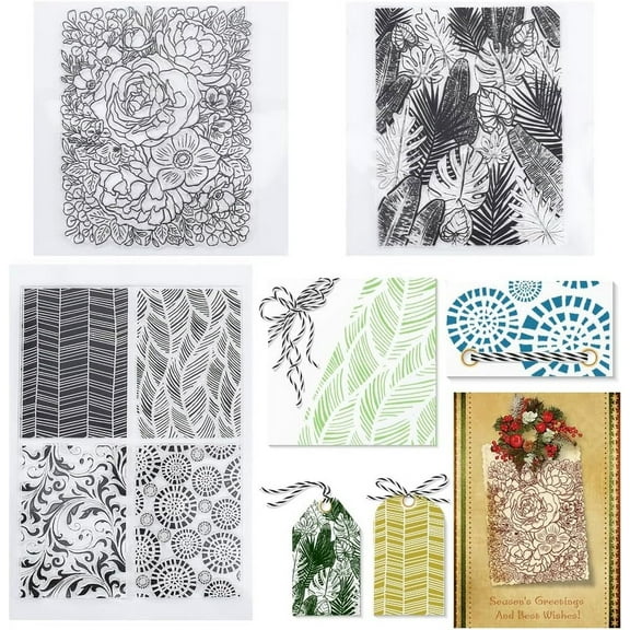 3 Styles Clear Stamps Vintage Floral Flower Tropical Plant Turtleback Leaf Palm Leaf Reusable Background Postmark Transparent Silicone Stamp Seals