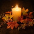 thumbnail image 1 of 3 Styles Fall Maple Leaf Candle Ring Artificial Sunflower Berry Wreath LED Thanksgiving Autumn Table Centerpiece Kitchen Home Decor Gift, 1 of 7
