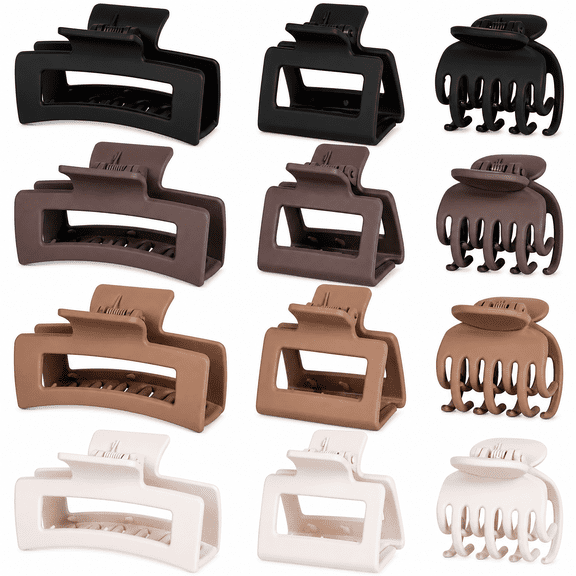 12 Pcs Hair Claw Clips for Women and Girls, 3 Styles Hair Accessories