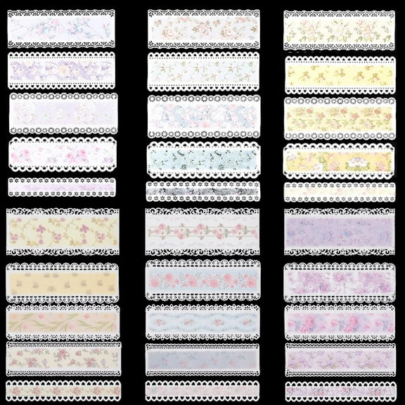 3 Styles Hallow Flower Lace Border Paper Sets 30Pcs Vintage Floral Transparent Rectangle Frames Trim Die Cutouts for DIY Scrapbooking Journal Album Journaling Art Card Making