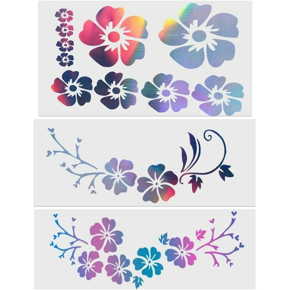 3 Styles Hibiscus Flower Car Sticker Hawaiian Stickers and Decals Colorful Reflective Waterproof Vinyl Automotive Exterior Decor for Truck Motorcycle Doors Laptop Colorful DIY