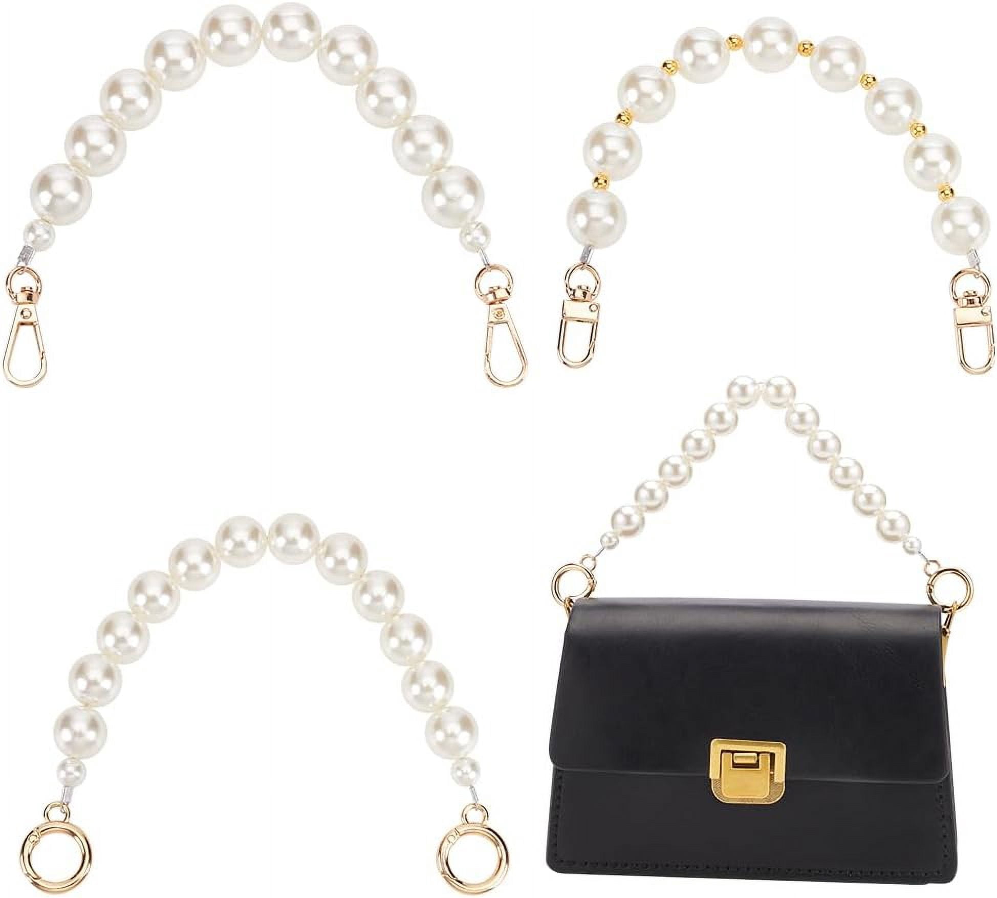 2 Pearl Purse Chain Extenders – Adjust Your Bag Strap In Style! (Black, White, Gold)