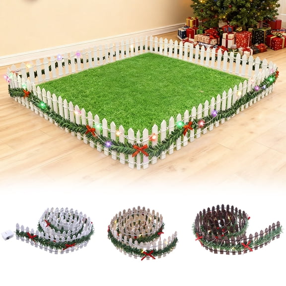 3 Styles Mini Christmas Picket Fence, Durable Wooden Christmas Village Accessories for Indoor Outdoor Home Garden Party Decor,35.43in (A)