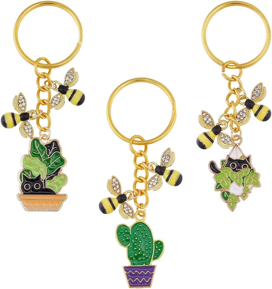 Spring Keychain Bee 3 Styles Rhinestone Bee Keychain Cute Bee Keychain Bumble Bee Keyring ...
