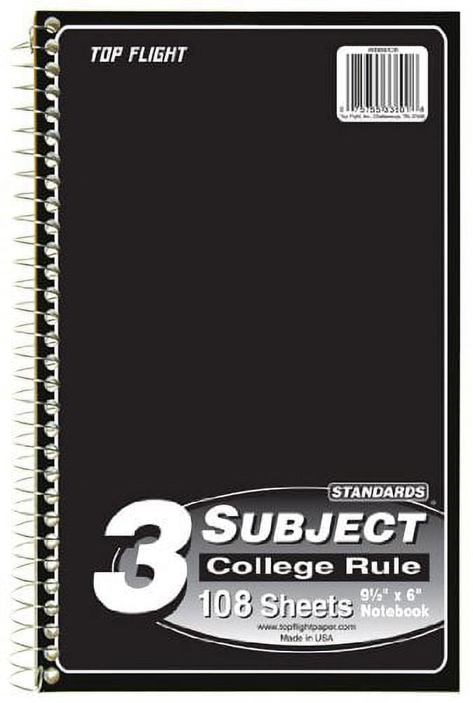 Top Flight 3 Subject Wirebound Notebook 108 Sheets College Rule (Pack of 18)
