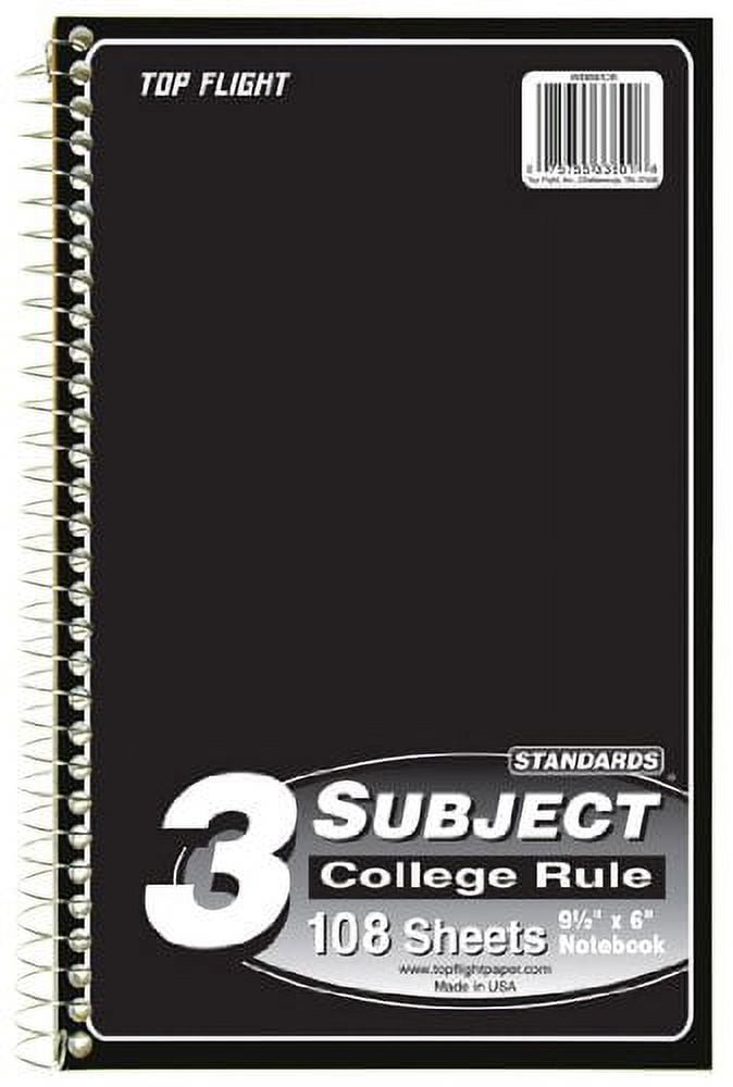 Top Flight 3 Subject Wirebound Notebook 108 Sheets College Rule (Pack of 8)