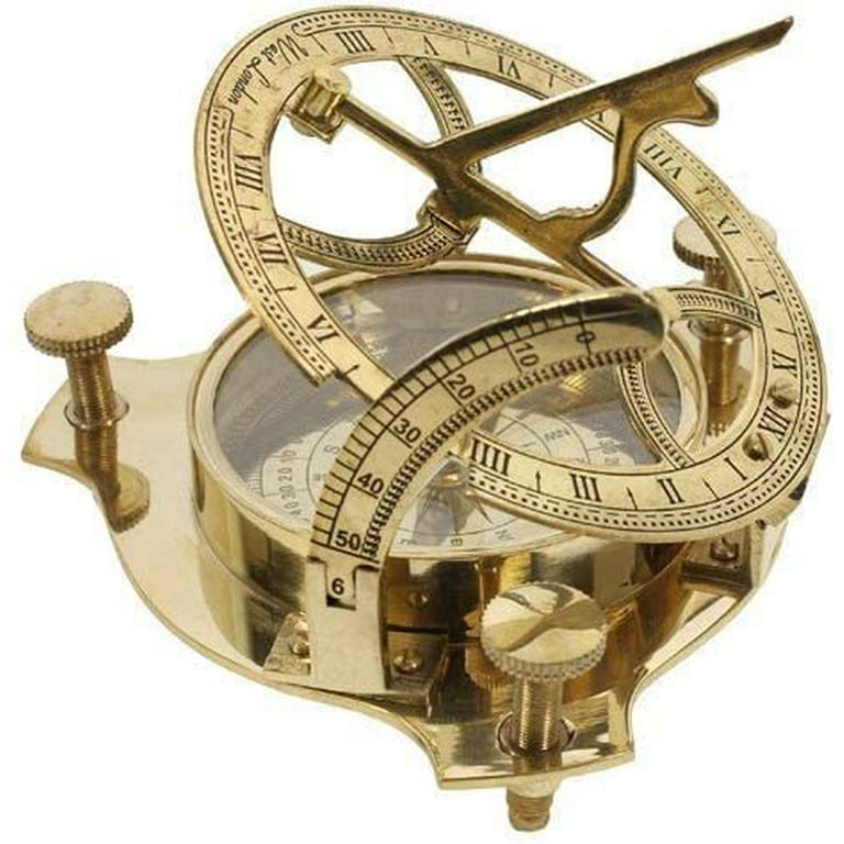3 Sundial Compass - Solid Brass Sun West London Etched on the Compass  BYTHORINTSRUMENTS