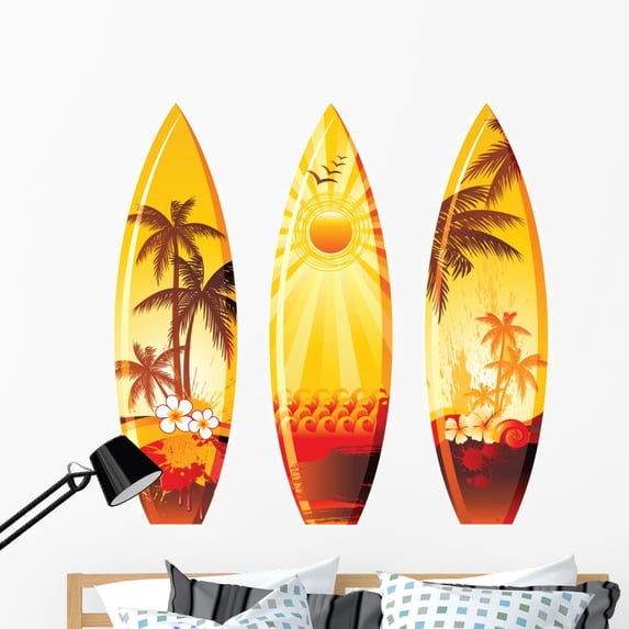 3 Surf Boards Wall Decal by Wallmonkeys Peel and Stick Graphic (48 in W x 47 in H) WM333535