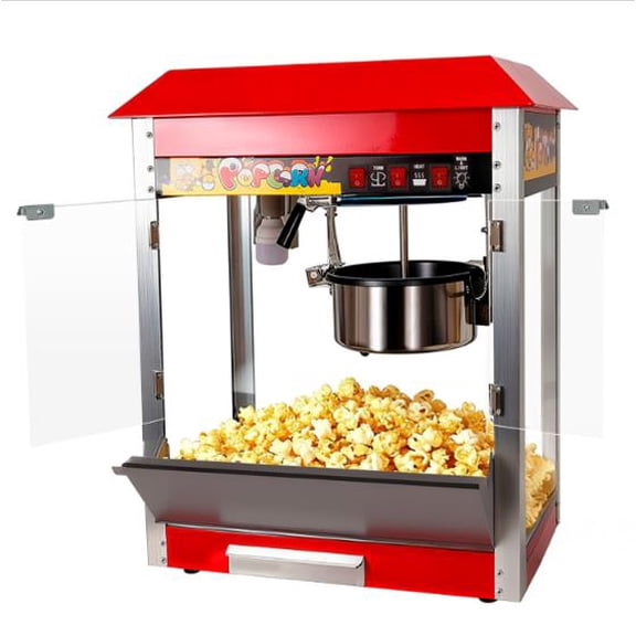3-Switch Control Popcorn Maker 1300W 8oz Detachable Kettle Easy Clean Tempered Explosion-Proof Glass Door Hot Surface Warning for Snack Bars Event Rentals